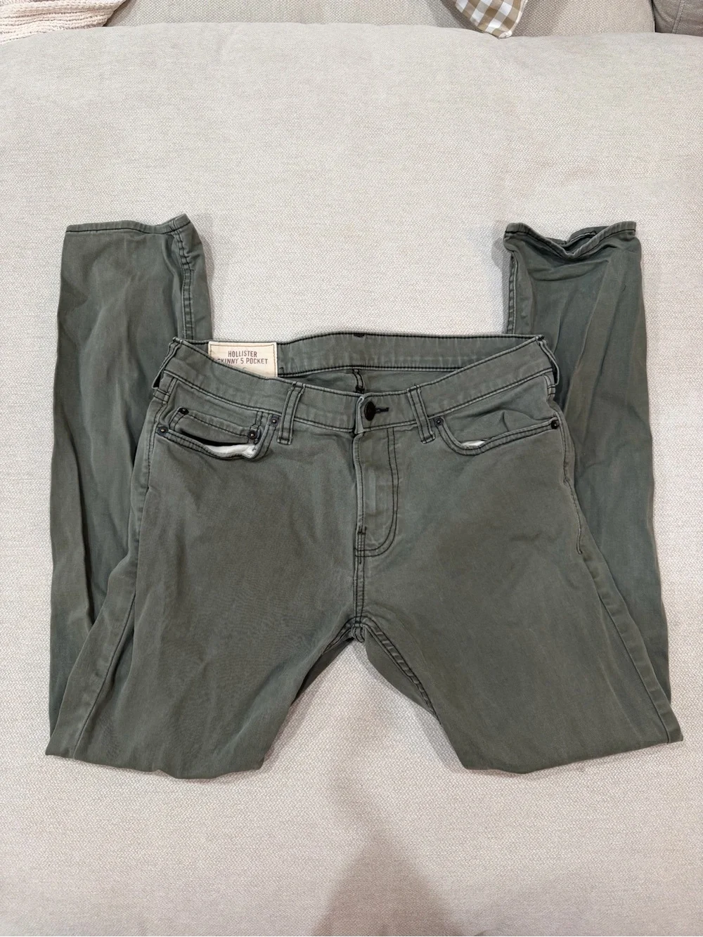 Hollister Men's Skinny Jeans - Olive Green